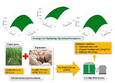 Optimization of Process Condition for Methane Yield from Co-digestion of Both Thermochemically Treated Pig Manure and Napier Grass using Response Surface Methodology&nbsp;

