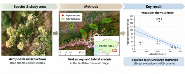 Biodiversity and the Influence of Environmental Gradients on the Distribution and Drought Adaptation of Atraphaxis muschketowii Krasn. (Polygonaceae) in Southeastern Kazakhstan
